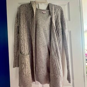 Hooded Cable Knit Cardigan Sweater